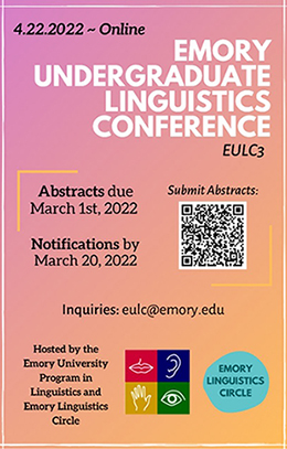 emory linguistics undergraduate conference poster for spring 2022.