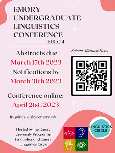 emory linguistics undergraduate conference poster for spring 2023.